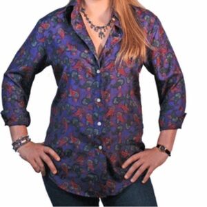 Royal Silk Purple Paisley Silk Button Down Shirt